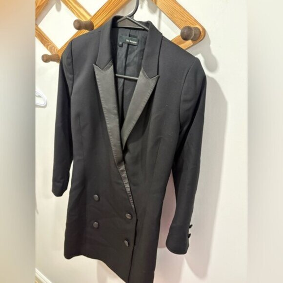 The Kooples Leather Trimmed Tuxedo Dress - Picture 2 of 15